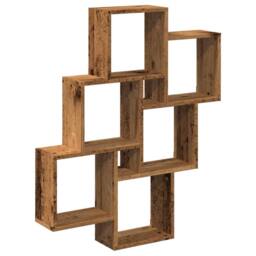 Berkfield Home Wall Cube Shelf Old Wood 78x15x93 cm Engineered Wood in Brown - Size: 78 x 15 x 93 cm - thumbnail 3
