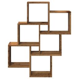 Berkfield Home Wall Cube Shelf Old Wood 78x15x93 cm Engineered Wood in Brown - Size: 78 x 15 x 93 cm - thumbnail 4