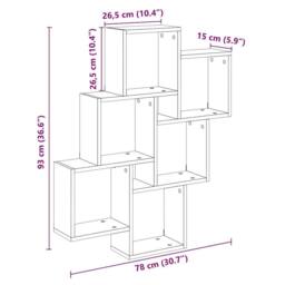 Berkfield Home Wall Cube Shelf Old Wood 78x15x93 cm Engineered Wood in Brown - Size: 78 x 15 x 93 cm - thumbnail 9