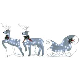 Berkfield Home Reindeer & Sleigh Christmas Decoration 140 LEDs Outdoor White - thumbnail 4
