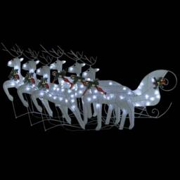 Berkfield Home Reindeer & Sleigh Christmas Decoration 140 LEDs Outdoor White - thumbnail 2