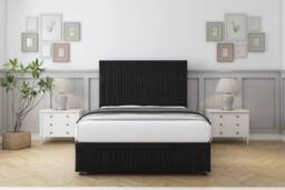 "Comfort Beds The Foxy Plush Divan Base 2 Drawers - 26"" Headboard-Footboard in Black - Size: Double" - thumbnail 3