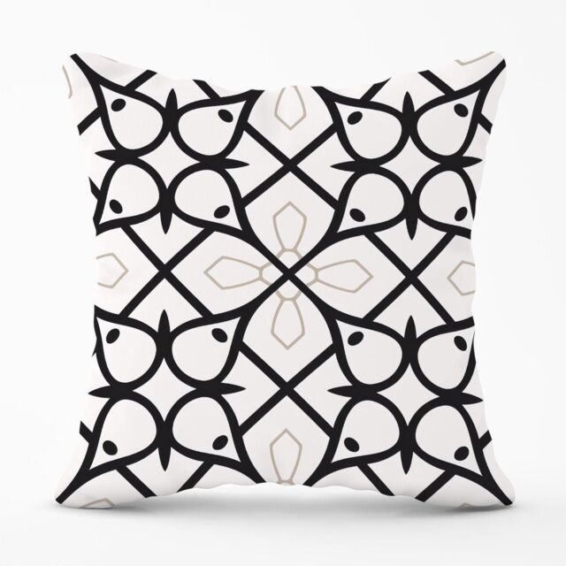 Warren Reed - Designer Arabic Style Pattern Outdoor Cushion in Black - Size: 60 cm x 60 cm - image 1