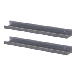 Harbour Housewares 2x Floating 57cm Picture Ledge Shelves - Wall Mounted Display Shelf in Grey - thumbnail 1