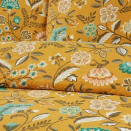 Portfolio Home Marla Floral Bedding Duvet Cover Quilt Set with Pillowcase in Yellow - Size: Super King - thumbnail 3
