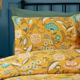 Portfolio Home Marla Floral Bedding Duvet Cover Quilt Set with Pillowcase in Yellow - Size: Super King - thumbnail 2