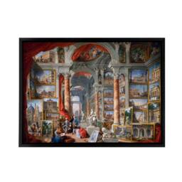 "Artery8 Panini Views Of Modern Rome Monuments Framed Canvas Wall Art Print - Size: W12"" x H16""" - thumbnail 1