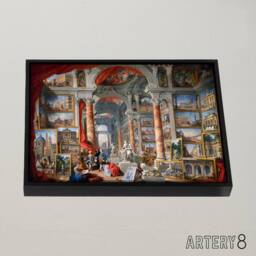 "Artery8 Panini Views Of Modern Rome Monuments Framed Canvas Wall Art Print - Size: W12"" x H16""" - thumbnail 2