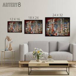 "Artery8 Panini Views Of Modern Rome Monuments Framed Canvas Wall Art Print - Size: W12"" x H16""" - thumbnail 4