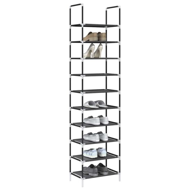 Berkfield Home Shoe Rack 10-Tier Black 44x28x180 cm Non-woven Fabric - Size: 44 x 28 x 180 cm - image 1