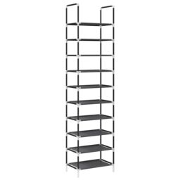 Berkfield Home Shoe Rack 10-Tier Black 44x28x180 cm Non-woven Fabric - Size: 44 x 28 x 180 cm - thumbnail 2