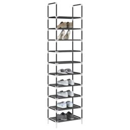 Berkfield Home Shoe Rack 10-Tier Black 44x28x180 cm Non-woven Fabric - Size: 44 x 28 x 180 cm