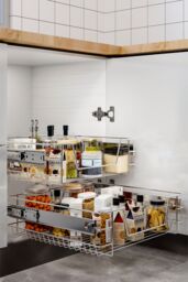 Living and Home 2 Pcs Metal Sliding Kitchen Cabinet Pull Out Wire Basket Organizer Drainer Rack Pantry Storage in Silver - Size: Large - thumbnail 6