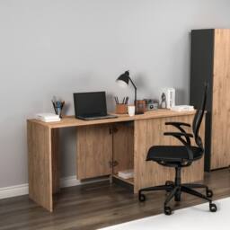 Destina Home Akser 180 cm Computer Desk with Cabinet in Tan - Size: 2 Pack - thumbnail 4