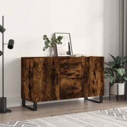 Berkfield Home Sideboard Smoked Oak 100x36x60 cm Engineered Wood in Brown - Size: 100 x 36 x 60 cm - thumbnail 2