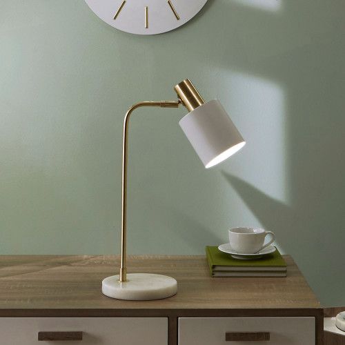 Ruma Minimalist Modern Black & Copper Table Lamp For Living Room in White - image 1
