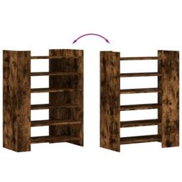 Berkfield Home Shoe Cabinet Smoked Oak 74.5x37.5x100 cm Engineered Wood in Brown - thumbnail 7