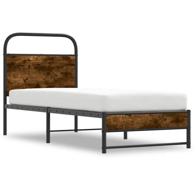 Berkfield Home Elegant Bed Frame Without Mattress 80x200 cm Smoked Oak Engineere in Brown - image 1