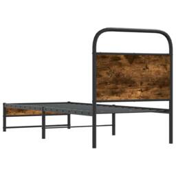 Berkfield Home Elegant Bed Frame Without Mattress 80x200 cm Smoked Oak Engineere in Brown - thumbnail 7