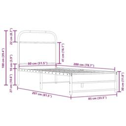 Berkfield Home Elegant Bed Frame Without Mattress 80x200 cm Smoked Oak Engineere in Brown - thumbnail 9