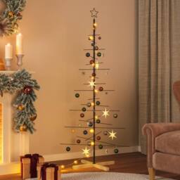 Berkfield Home Metal Christmas Tree with Wooden Base Black 180 cm