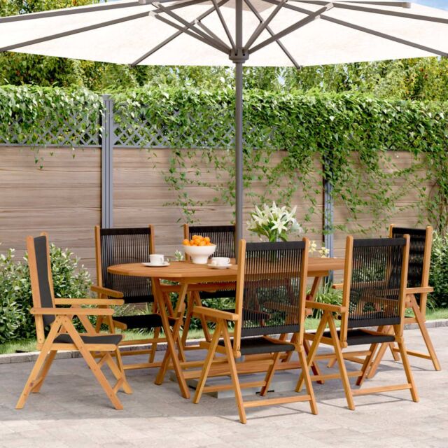 Berkfield Home Reclining Garden Chairs 6 pcs Black Solid Wood Acacia - image 1