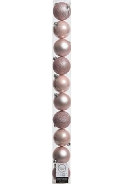 Kaemingk Shatterproof Plain Bauble (Pack Of 10) in Baby Pink