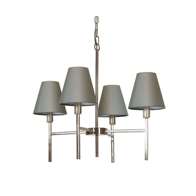 Loops 4 Bulb Chandelier Hanging Pendant LIght Brushed Nickel LED E14 25W Bulb in Metallics