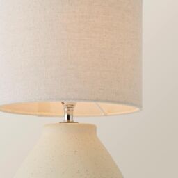 ValueLights Finn Cream Ceramic Rechargeable Table Lamp with Linen Drum Shade - thumbnail 4