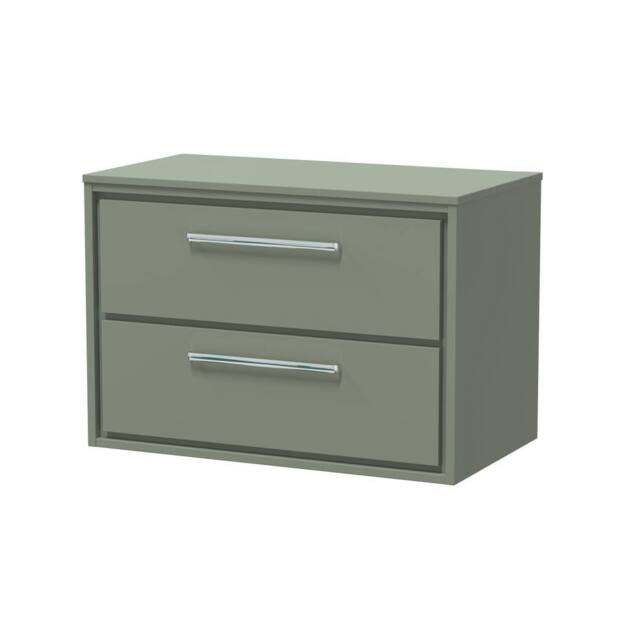 Balterley 800mm Wall Hung 2-Drawer Vanity with Worktop - Fern Green - image 1