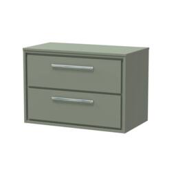 Balterley 800mm Wall Hung 2-Drawer Vanity with Worktop - Fern Green - thumbnail 1