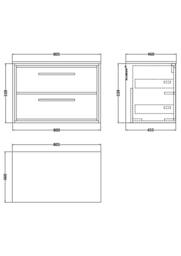 Balterley 800mm Wall Hung 2-Drawer Vanity with Worktop - Fern Green - thumbnail 2