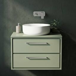 Balterley 800mm Wall Hung 2-Drawer Vanity with Worktop - Fern Green - thumbnail 3