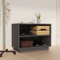 Berkfield Home Shoe Cabinet Grey 60x34x45 cm Solid Wood Pine - Size: 60 x 34 x 45 cm