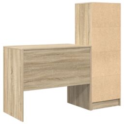 Berkfield Home Desk with Storage Sonoma Oak Engineered Wood in Green - thumbnail 8