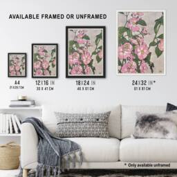 "Artery8 Prairie Rose Flowers Vintage Wall Art Print Borger Overbeck in Pink - Size: W12"" x H16""" - thumbnail 3
