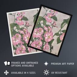 "Artery8 Prairie Rose Flowers Vintage Wall Art Print Borger Overbeck in Pink - Size: W12"" x H16""" - thumbnail 2