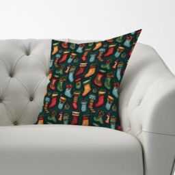 Warren Reed - Designer Christmas Stockings Cushions in Green - Size: 60 cm x 60 cm - thumbnail 3