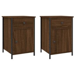 Berkfield Home Bedside Cabinets 2 pcs Brown Oak 40x42x60 cm Engineered Wood - Size: 40 x 42 x 60 cm - thumbnail 2