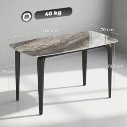 KORVIXA Dining Table for 4, Kitchen Table with Sintered Stone Tabletop in Brown - Size: 100 cm x 100 cm - thumbnail 2