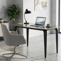 KORVIXA Dining Table for 4, Kitchen Table with Sintered Stone Tabletop in Brown - Size: 100 cm x 100 cm - thumbnail 5