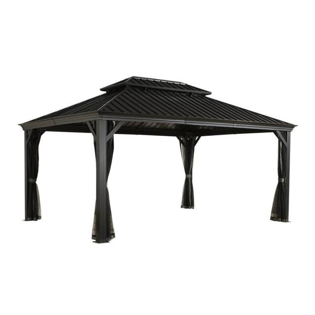 Rowlinsons Sojag Messina Gazebo 3.7m x 4.9m - Aluminum - L483 x W363 x H307.11 cm in Charcoal - image 1