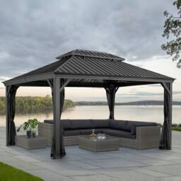 Rowlinsons Sojag Messina Gazebo 3.7m x 4.9m - Aluminum - L483 x W363 x H307.11 cm in Charcoal - thumbnail 2