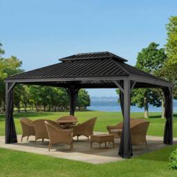 Rowlinsons Sojag Messina Gazebo 3.7m x 4.9m - Aluminum - L483 x W363 x H307.11 cm in Charcoal - thumbnail 3