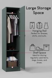Home Discount Vida Designs Riano 1 Door Wardrobe Storage Organizer in Green - thumbnail 4