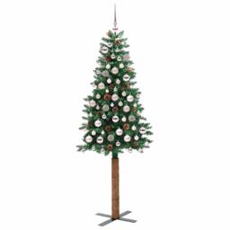 Berkfield Home Slim Christmas Tree Green 180 cm PVC & Solid Pine wood - thumbnail 3