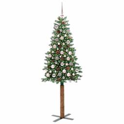 Berkfield Home Slim Christmas Tree Green 180 cm PVC & Solid Pine wood - thumbnail 2
