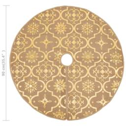 Berkfield Home Luxury Christmas Tree Skirt with Sock Yellow 90 cm Fabric in Tan - thumbnail 8