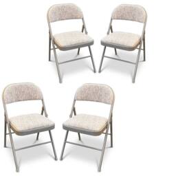 Havendro 4pcs Strong Steel Frame Chair Fabric Padded Folding Office in Grey