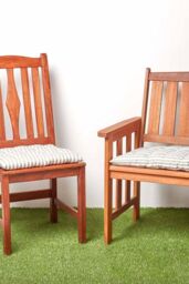 Homescapes Garden Bench Cushion Luxury 3 Seater Cotton Grey Striped Indoor Outdoor Pad - thumbnail 6
